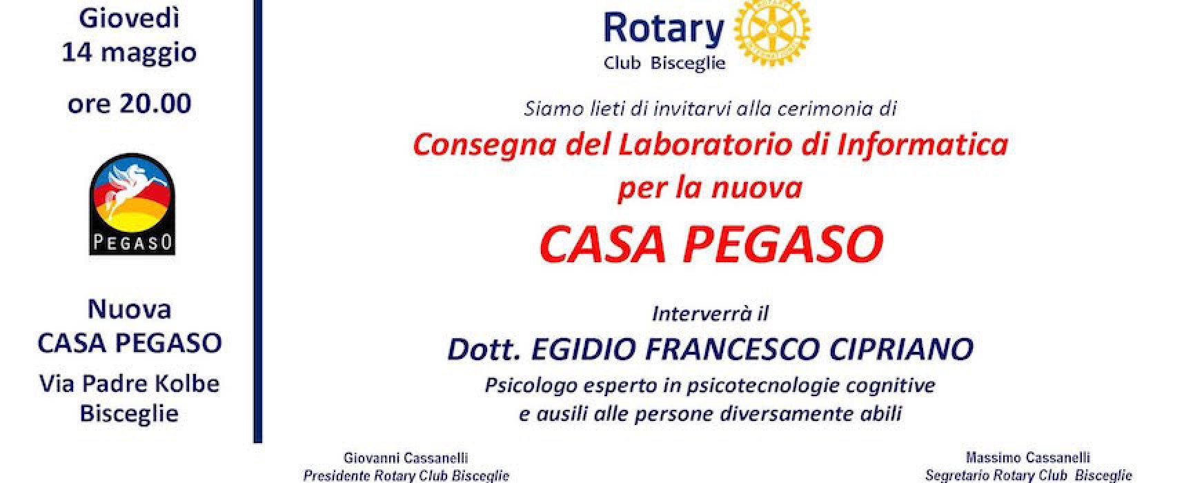 Rotary Club, domani la cerimonia di consegna del laboratorio informatico alla Casa Pegaso