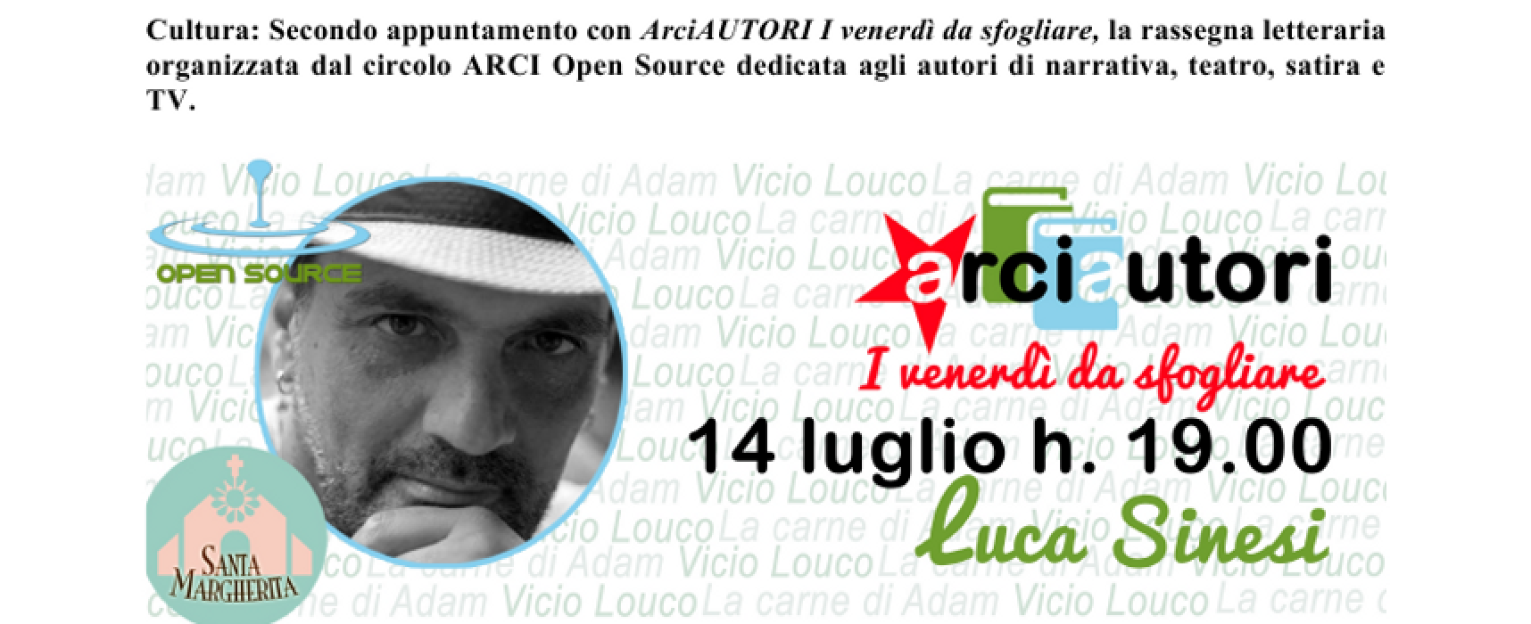 Luca Sinesi a Bisceglie per presentare il suo secondo romanzo