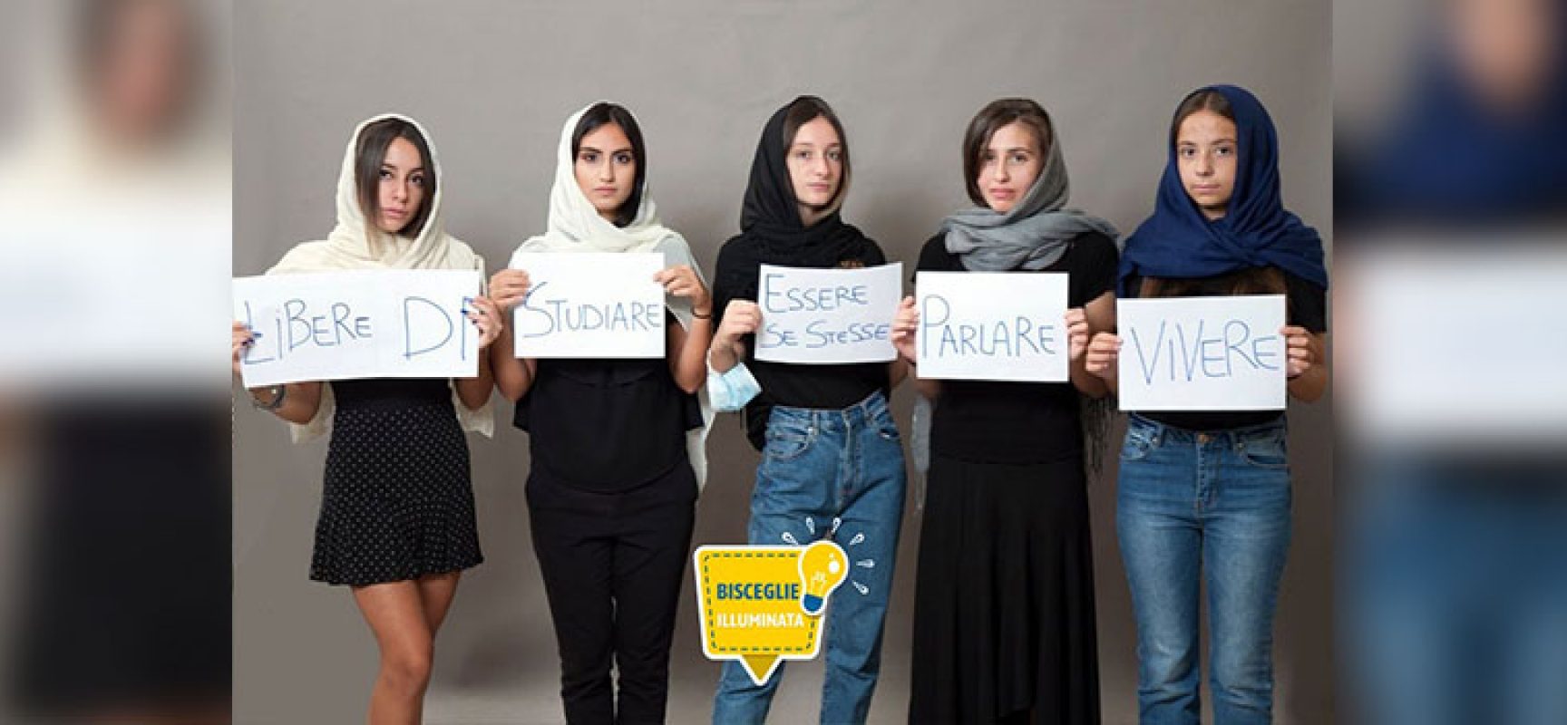 Bisceglie Illuminata alle donne afghane, “Noi siamo con voi, non vi lasciamo da sole”