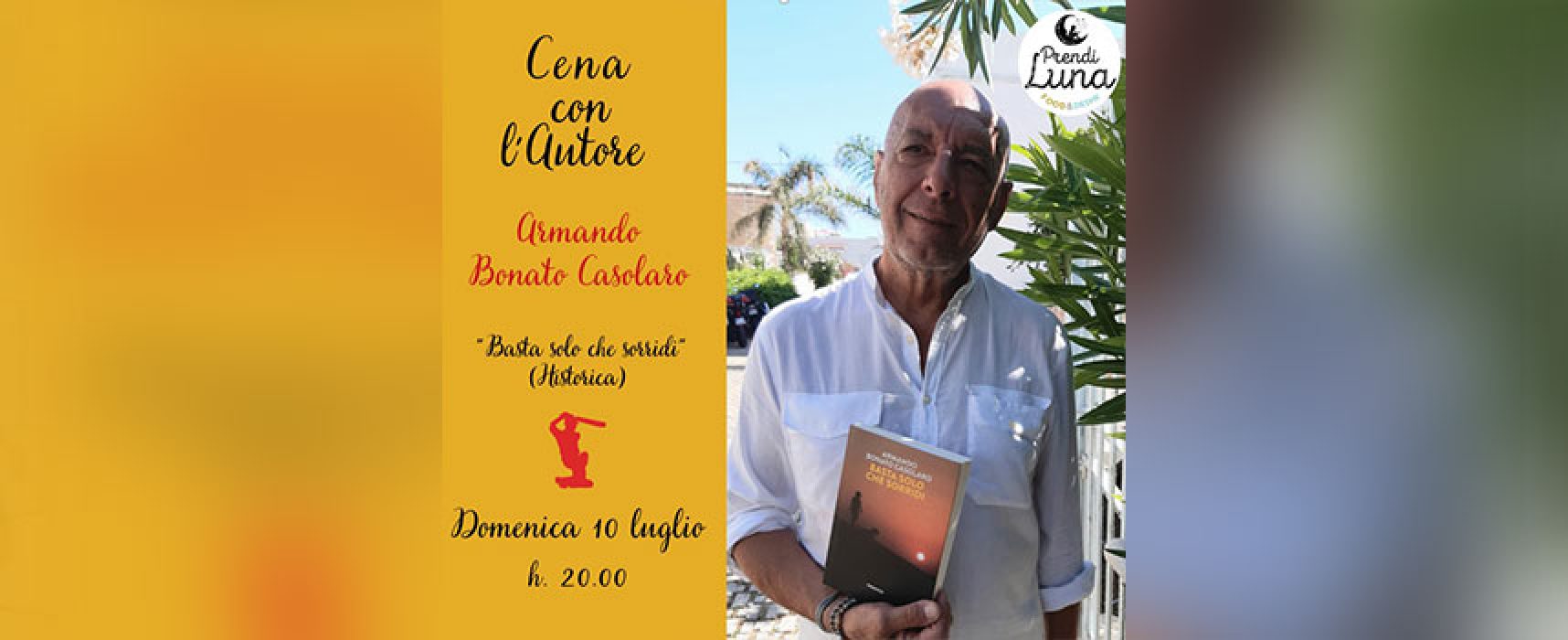 “Cena con l’autore”, a Bisceglie ospite Armando Bonato Casolaro