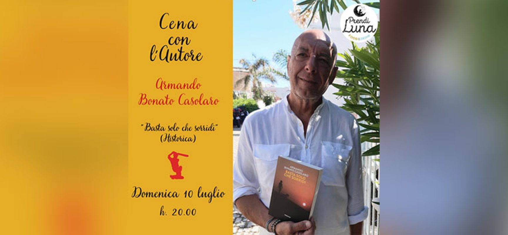 “Cena con l’autore”, a Bisceglie ospite Armando Bonato Casolaro