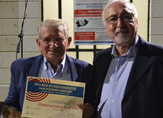 A Giambattista Dell’Olio il Premio di Solidarietà don Pierino Arcieri 2022