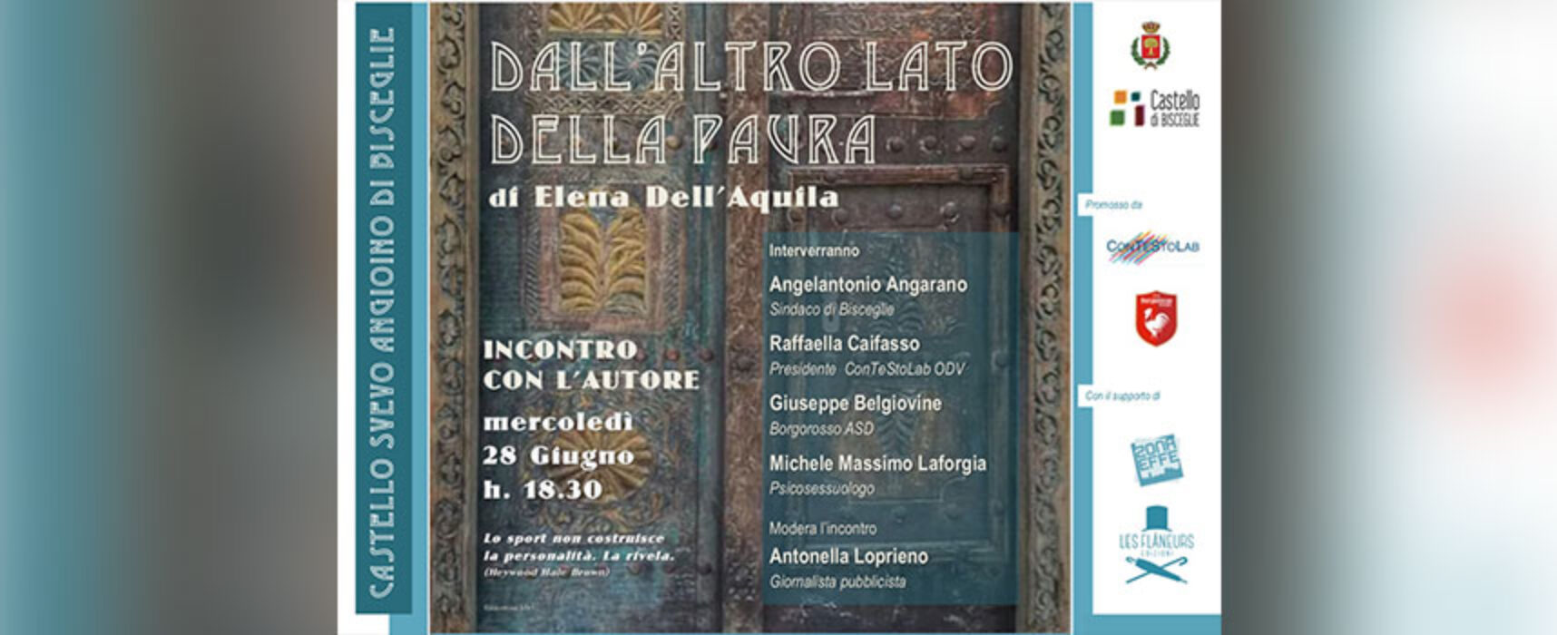Elena Dell’Aquila presenta a Bisceglie il libro “Dall’altro lato della paura”